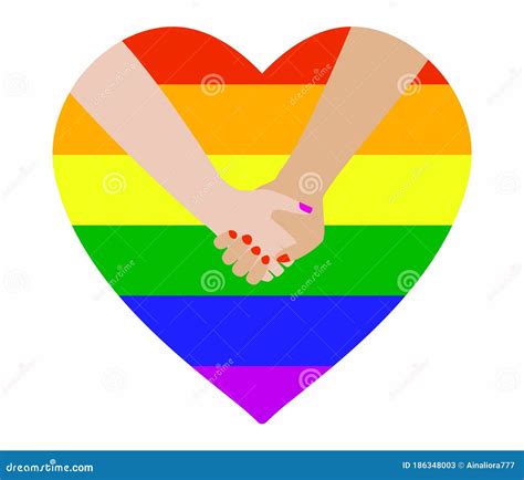 lgbt rainbow heart with holding hands the concept of homosexual love