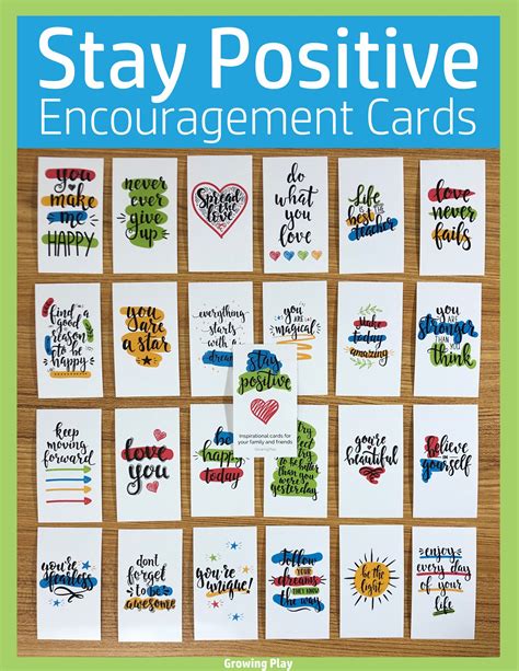 stay positive encouragement cards growing play positive
