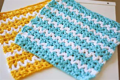 crochet  stitch dishcloth pattern zigzag