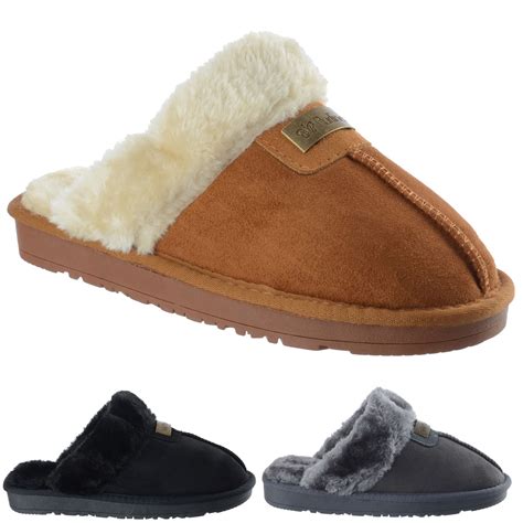 mens slippers  mens comfy suede faux fur lined slip  mule slippers shoes gift boxed anes