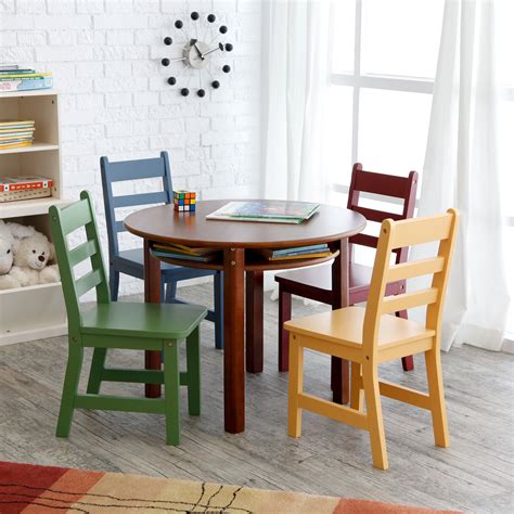lipper childrens walnut  table   chairs kids tables  chairs  hayneedle