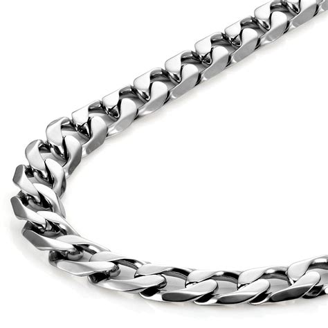 classic mens necklace 316l stainless steel silver chain color 6mm