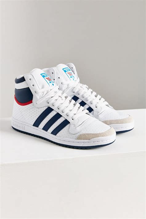 Adidas Originals Leather Originals Top Ten Hi High Top Sneaker In Blue