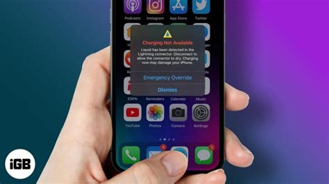 iphone showing  emergency override charging alert igeeksblog