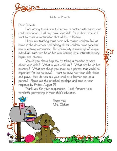 letter  parents notes  parents parents  teachers letter