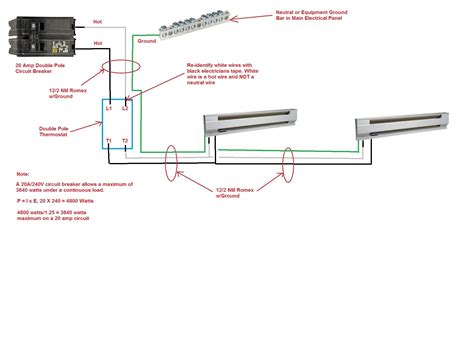wiring diagram  thermostat  electric baseboard heaters