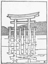 Torii Gate Drawing Japanese Gates Drawings Miyajima Japan Doodle Figure Ii Remodeling Paintingvalley sketch template
