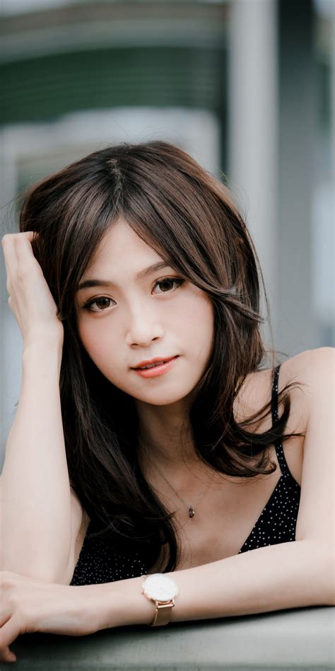 Download Asian Girl Model Brunette 1080x2160 Wallpaper Honor 7x