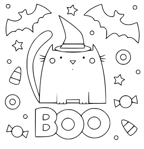 halloween cat cute coloring page  printable coloring pages  kids