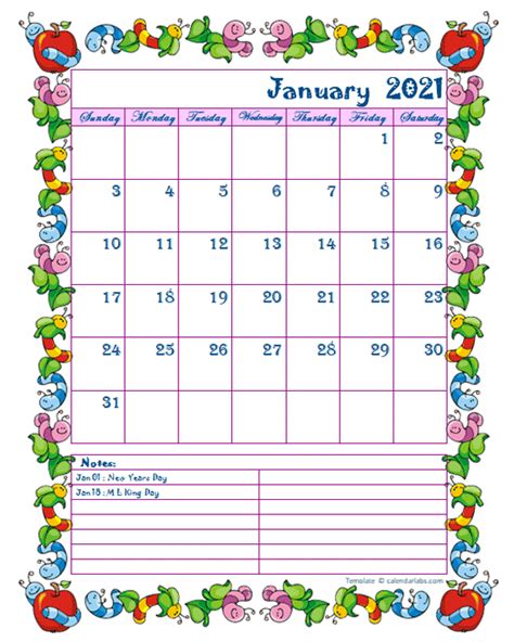 monthly kid kindergarten calendar template  printable templates