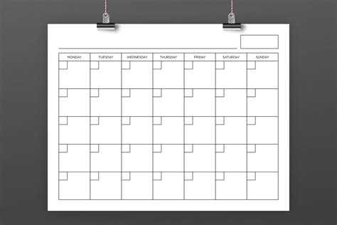 blank calendar page template instant  etsy