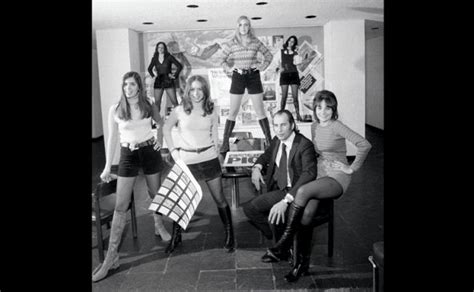 female employees at the lois holland callaway agency in new york showing off their hot pants in