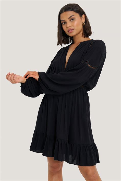 mini jurk met lange mouwen zwart na kdcom