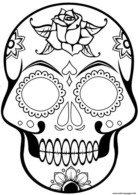 cool sugar skull   calavera coloring page printable