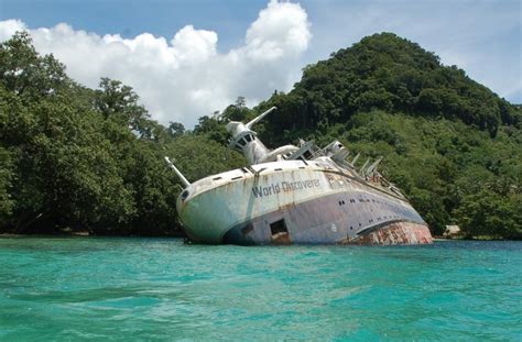 Half Sunken World Discoverer Cruise Ship Rusts In A