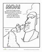 Island Easter Coloring Statues Moai Pages Kids Worksheet Education 378px 05kb Colouring sketch template