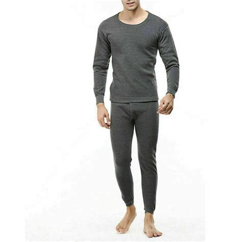 units  men thermal sets  charcoal  brushed fleece lining mens thermals