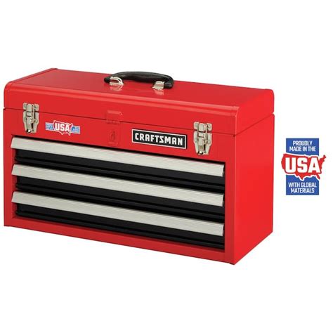 Craftsman Portable Tool Box 20 5 In 3 Drawer Red Steel Lockable Tool