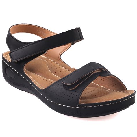 unze womens nuty comfortable walking sandals uk size   black