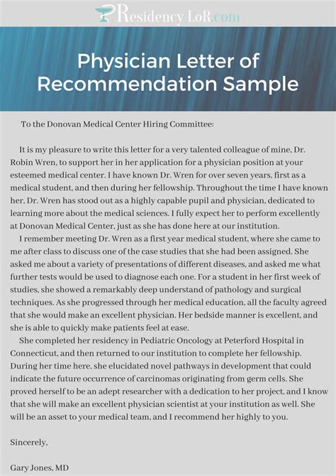top quality physician letter  recommendation examples