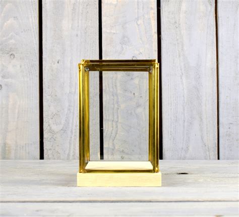 Glass And Brass Display Showcase Box Dome With Wooden Base Tall