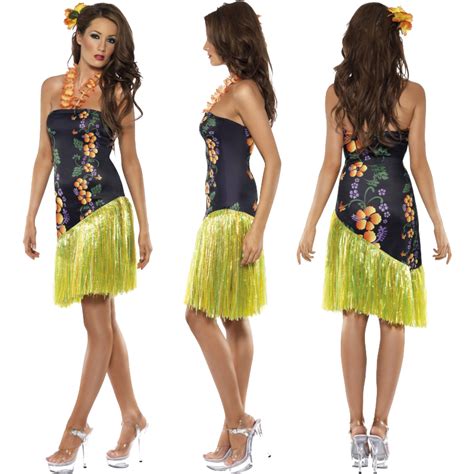 ladies hawaiian fancy dress costume mens hula summer beach
