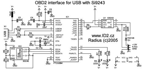 obd  usb interface cable scheme  plate pinout odb  usb interface cable obd ii