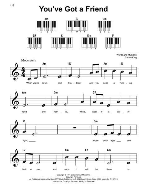 youve   friend sheet  james taylor super easy piano