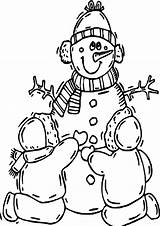 Snowman Coloring Pages Rocks Building Printable Children Kids sketch template