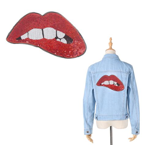 Xc Sex Sequin Lips Patch For Cloth Sew On Embroidery Patches Diy