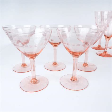 Vintage Pink Glass Stemware Ebth