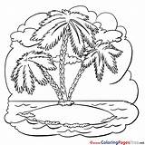 Palm Tree Island Coloring Pages Colouring Printable Template sketch template