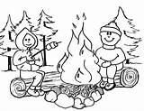 Coloring Pages Camping Campfire Kids sketch template
