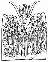 Apostles Ascension Christ Orthodox Oca Byzantine sketch template