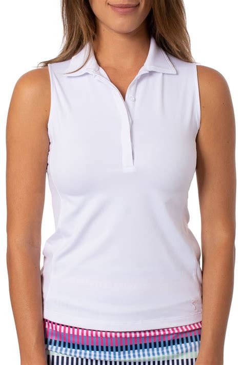 golftini white sleeveless fabulous stretch polo women s golf top