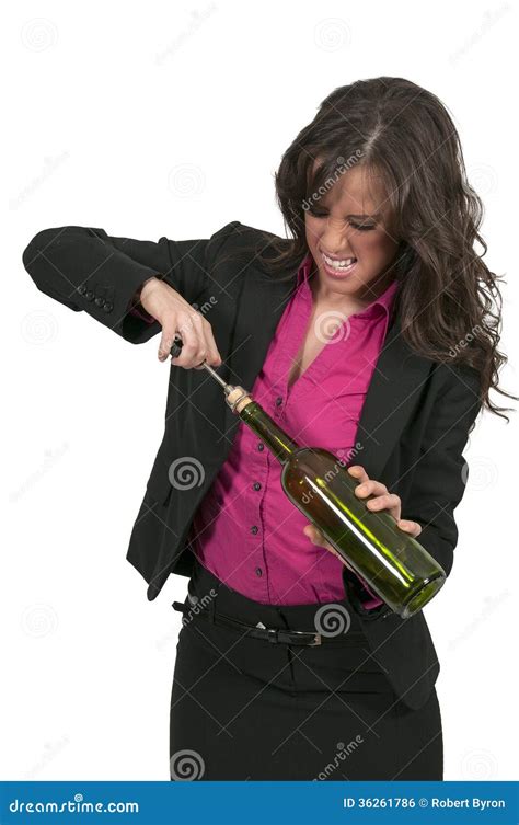 Woman Opening Wine Royalty Free Stock Image Image 36261786