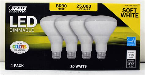 feit electric led dimmable br flood soft white  pack walmartcom