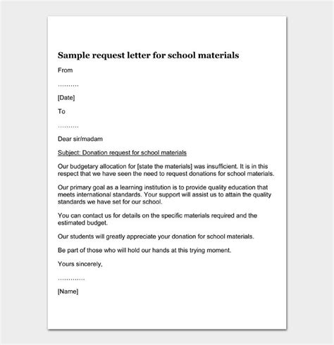 donation request letter  school sample letters   donation