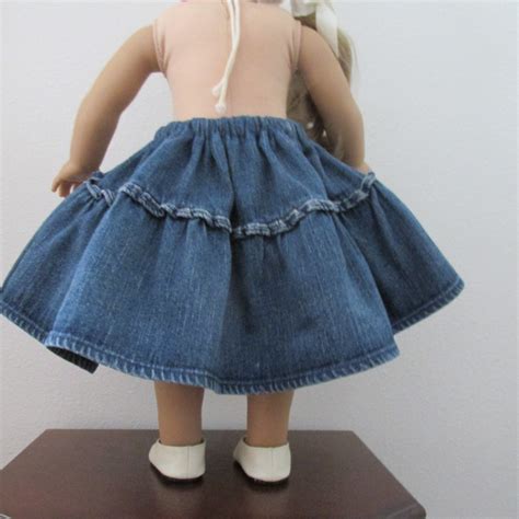 american girl 18 doll clothes blue denim skirt tiered ruffle