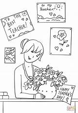 Teacher Coloring Pages Drawing Teachers Happy Appreciation Printable Color Kids Print Drawings Puzzle Work Book sketch template