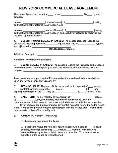 york lease agreement templates   word rtf