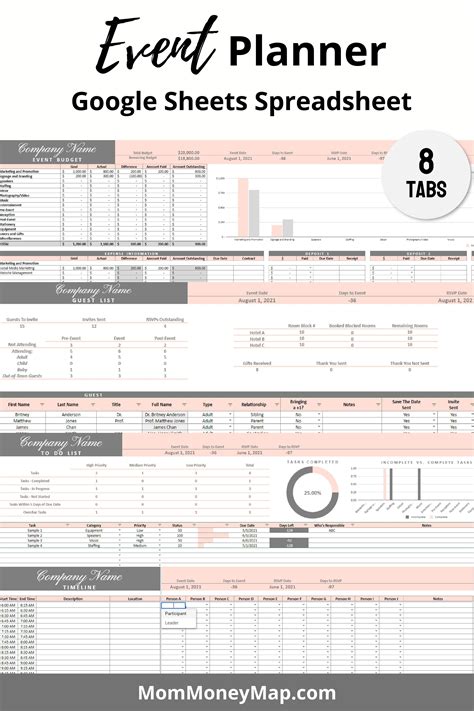 event planner google sheets spreadsheet event planning template