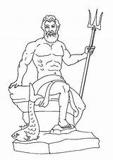 Coloring Goddesses Gods Greek Pages Poseidon Popular sketch template