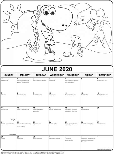 printable june coloring calendar