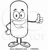 Pill Mascot Happy Holding Thumb Clipart Royalty Toon Hit Vector Cartoon Aid Running Kit First 2021 sketch template
