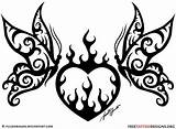 Heart Tribal Tattoo Coloring Pages Tattoos Rose Broken Skull Butterfly sketch template