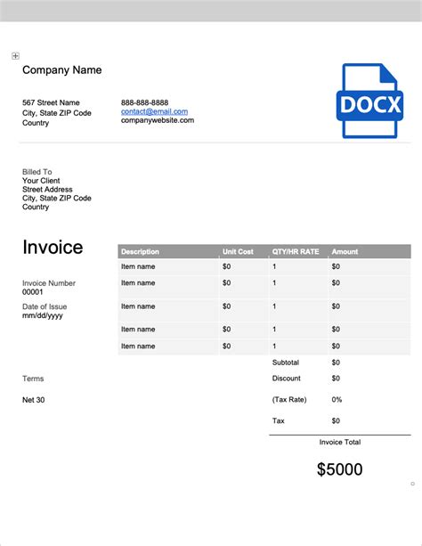 Word Invoice Templates Free Word Invoice Templates Invoice Simple