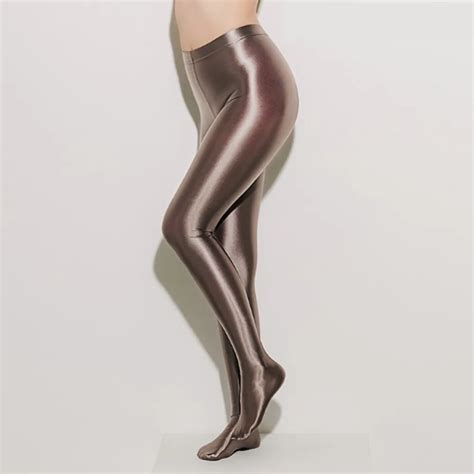 satin glossy opaque pantyhose shiny wet look tights sexy stockings in