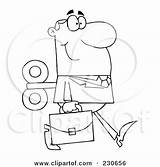 Walking Briefcase Businessman Windup Outline Coloring Illustration Royalty Clipart Toon Hit Rf sketch template