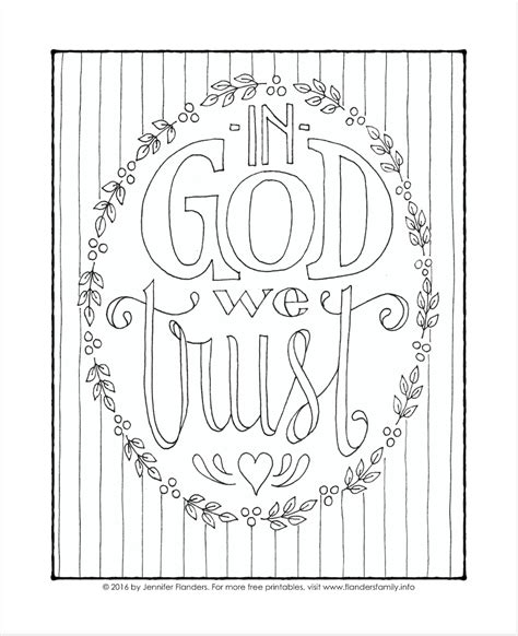 god  trust coloring page flanders family homelife